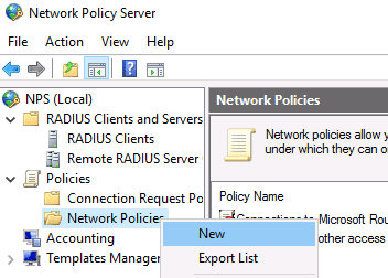 Создание сетевой политики Network Policy в NPS