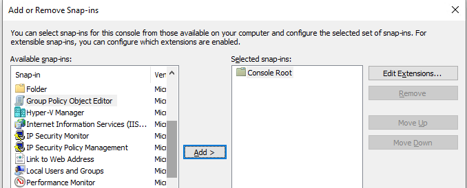 консоль Group Policy Object Editor 