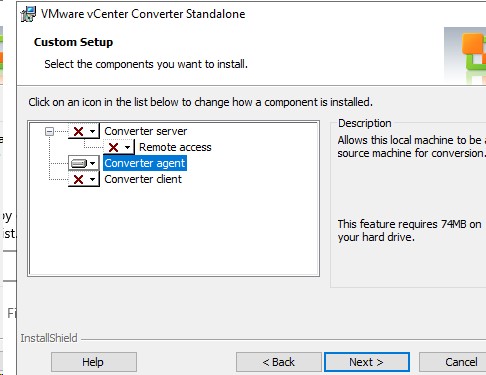 ручная установка агента vmware converter