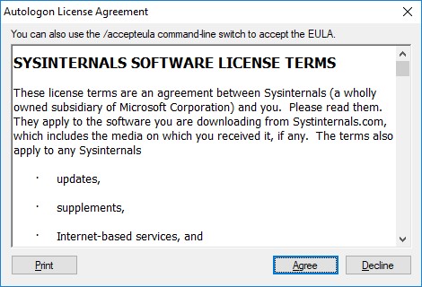 Sysinternals утилита autologon