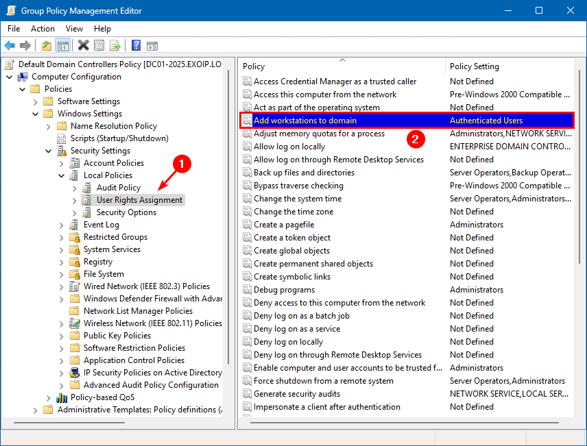Политика Add workstations to domain в Active Directory