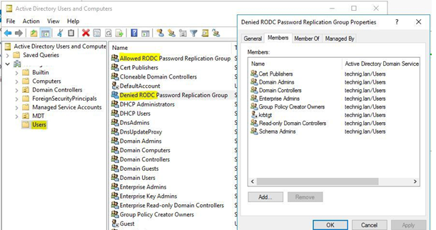 группа Allowed RODC Password Replication Group