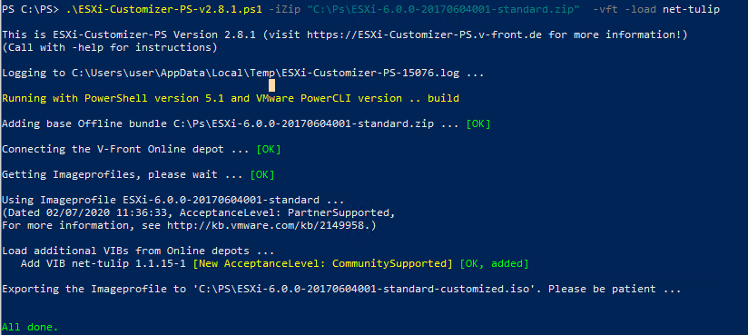 ESXi-Customizer-PS интеграция драйвера net-tulip для hyper-v в образ esxi