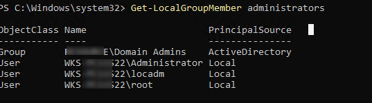 powershel вывести список локальных админов в windows