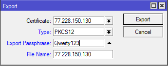 Экспорт серверного сертификата MikroTik