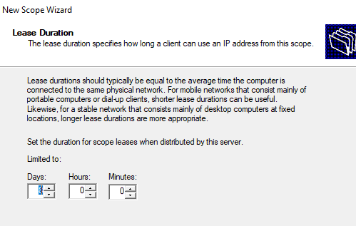 срока аренды адреса на dhcp