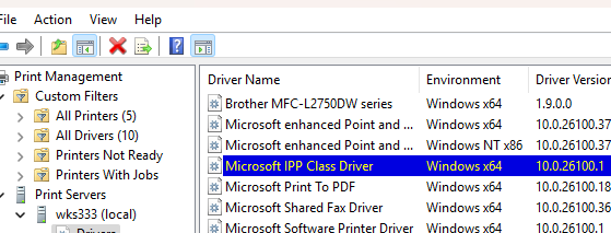 Драйвер Microsoft IPP Class Driver в Windows
