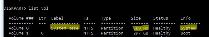проверить есть ли раздел system reserved в Windows