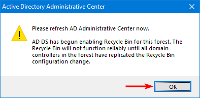 Включение корзины Active Directory в Windows Server 04