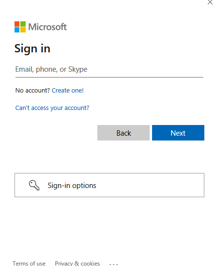 современно окно аутентфикации в outlook