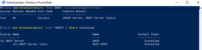 установка DHCP сервера с помощью powershell