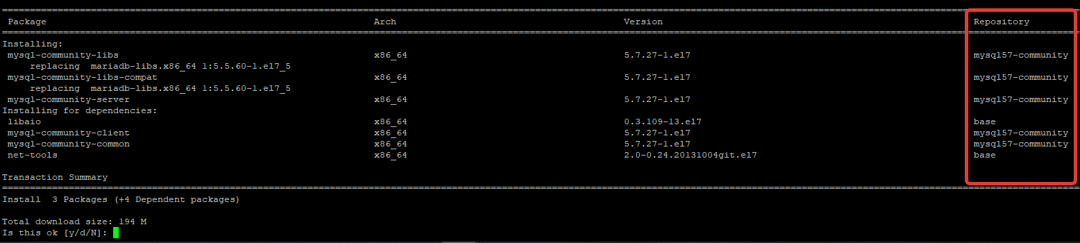 add mysql repository centos