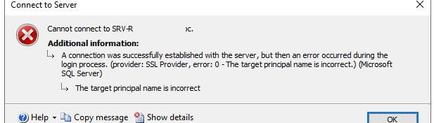 The target principal name is incorrect