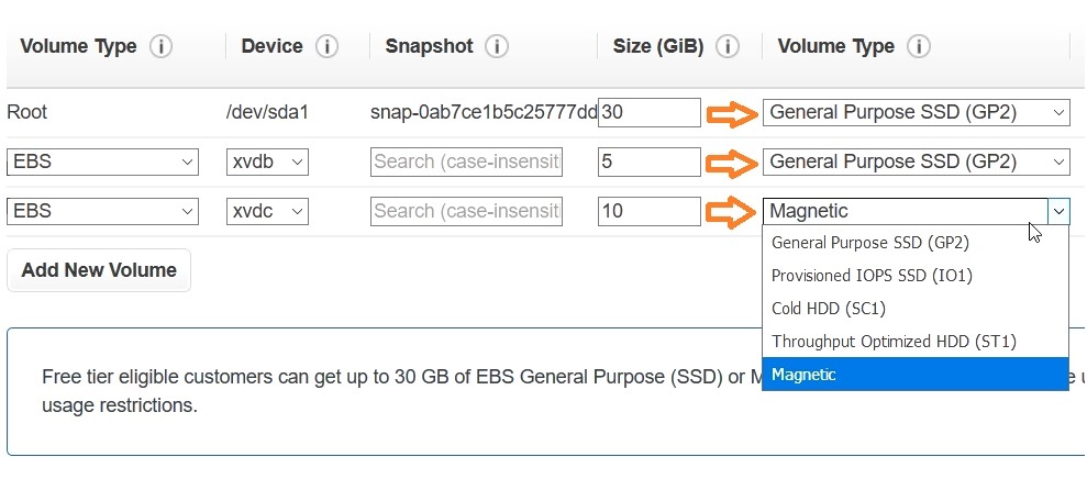 настройка дисков на сервере ec2 aws