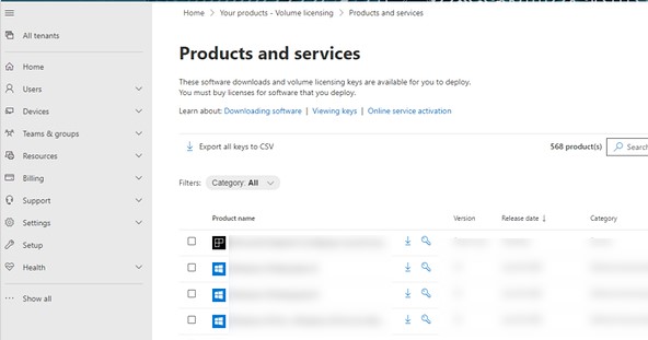 Получить kms host ключ для активации сервера office- из microsoft365 admin center 