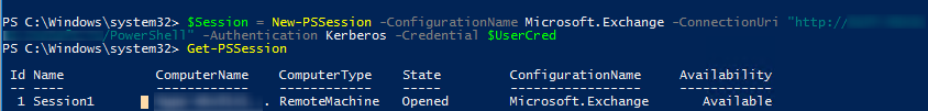New-PSSession Microsoft.Exchange - удаленное подключение к on-prem exchange из powershell