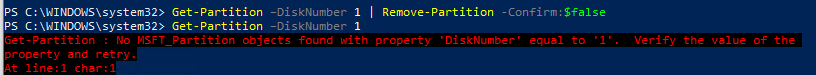 Удалить раздел Remove-Partition 