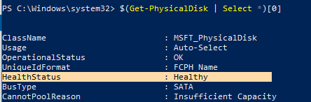 Get-PhysicalDisk