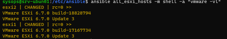 выполнить команду на всех хостах esxi через ansible