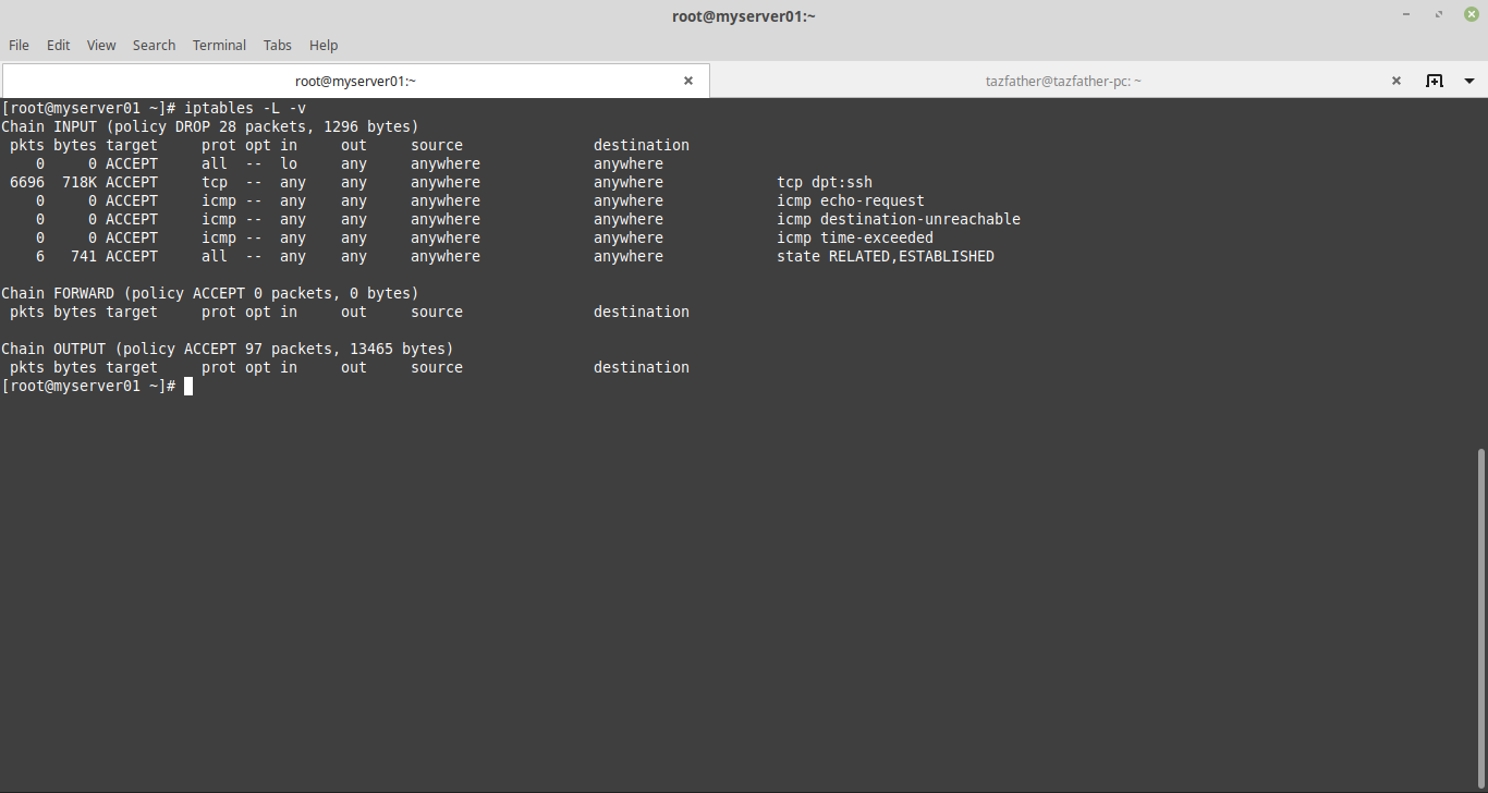iptables -L -v