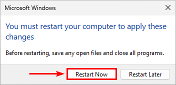 Перезагрузка Windows 11 после присоединения к домену