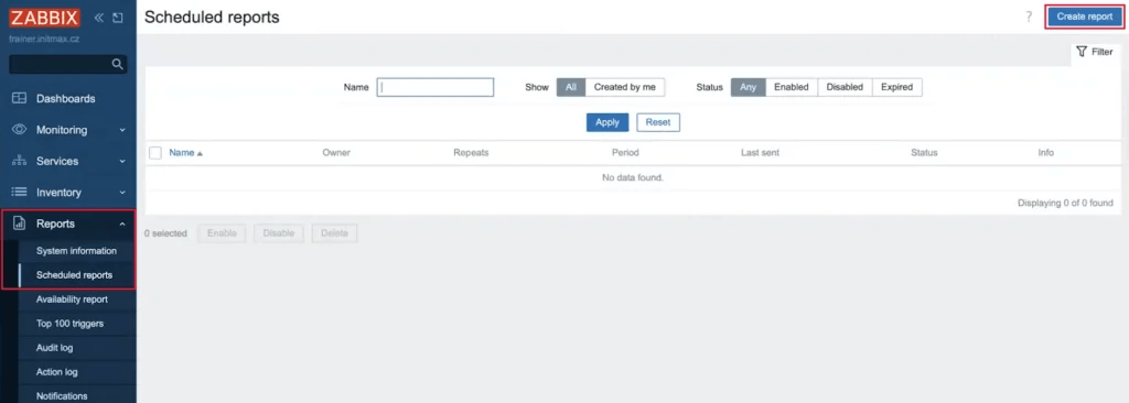 Создание Scheduled report в Zabbix 7