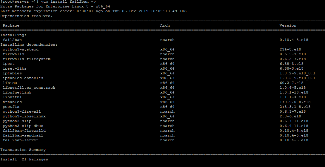 установка fail2ban в linux centos