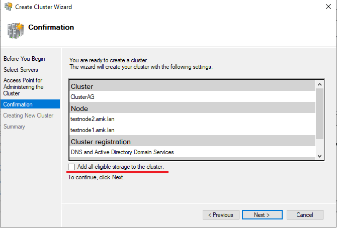 Add all eligible storage to the cluster