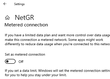 отключите лимитное подключение в windows