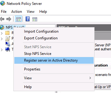 Регистрация сервера NPS в Active Directory через консоль