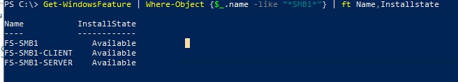 Get-WindowsFeature SMB1 включить в Windows Server