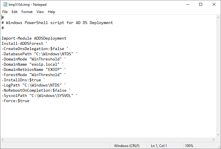 PowerShell скрипт установки контроллера домена