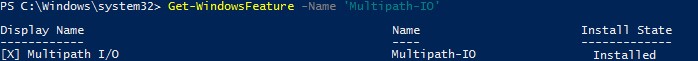 powershell проверить наличие модуля Multipath-IO