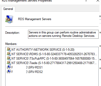 Группа RDS Management Servers