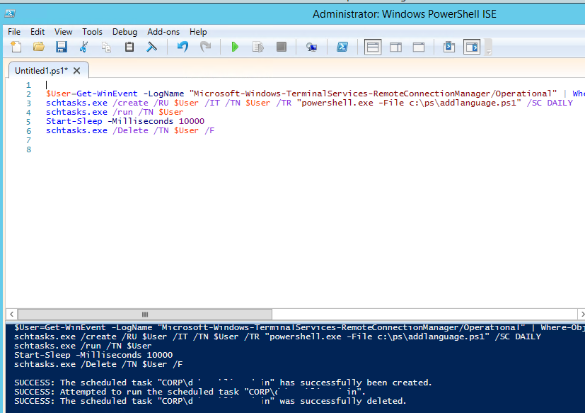 powershell скрипт для вовзрата языковой панели в RDS сеансе