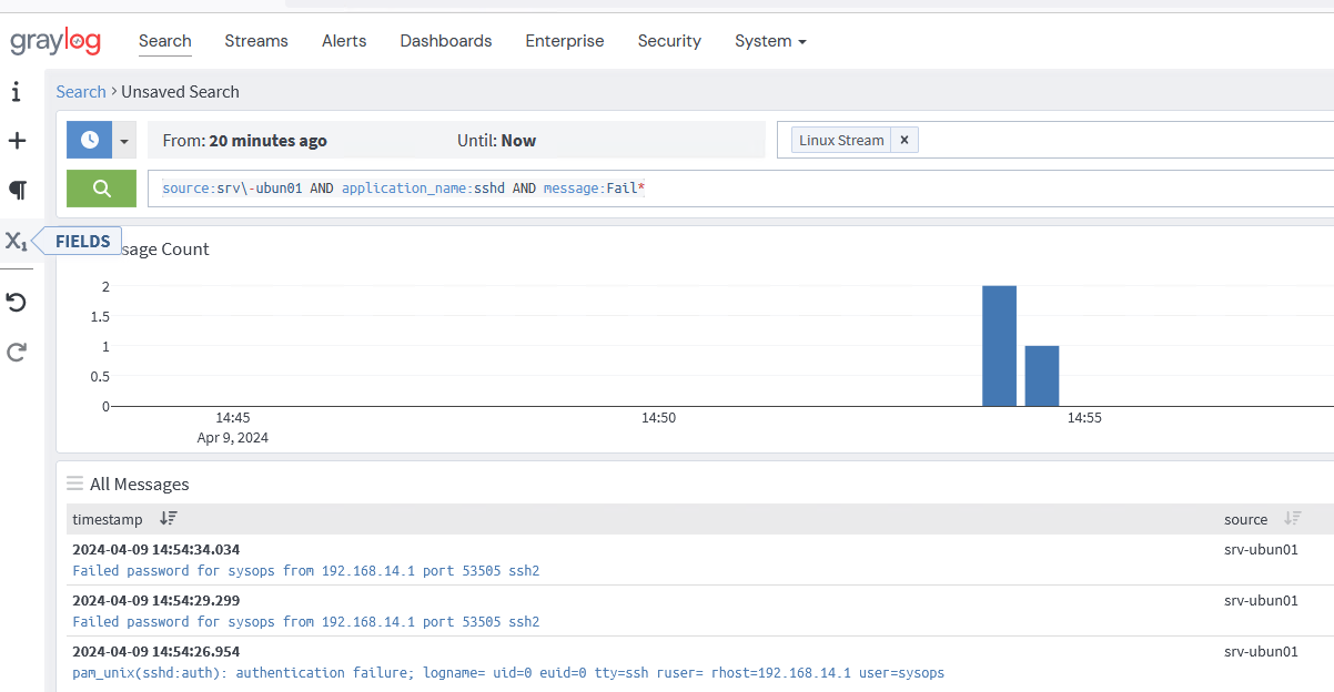 Использование поисковой строки в Graylog
