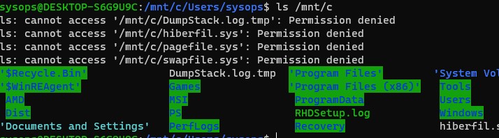 просмот файлов на диске windows из wsl