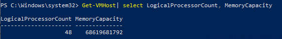 Get-VMHost вывести настройки сервера Hyper-V
