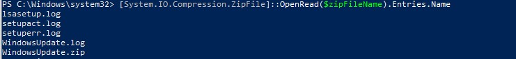 получить содержимое zip архива в powershell