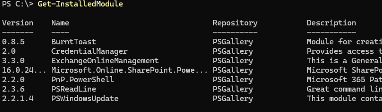 Get-InstalledModule