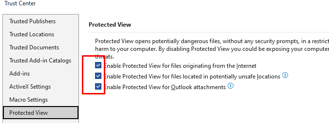 MS Office: отключить проверку файлов скачанных из интернета