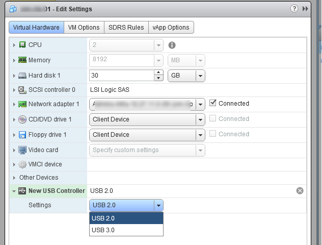 виртуальная машина vmware добавить usb контроллер