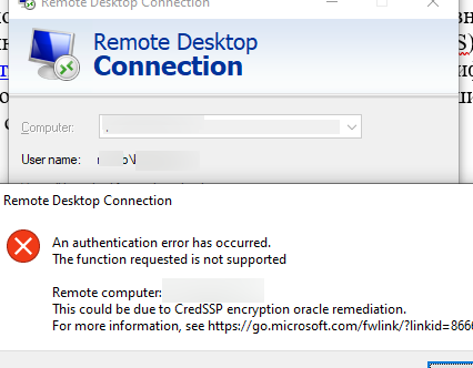 RDP ошибка The function requested is not supported при kerberos аутентификации