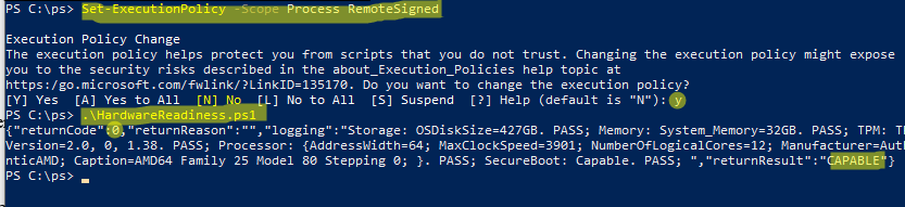 PowerShell скрипт HardwareReadiness.ps1 - проверка компьютера на совместимость с Windows 11