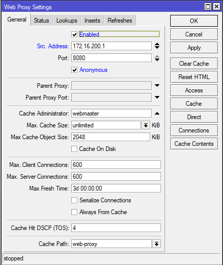Настройка Web Proxy MikroTik