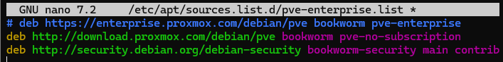 Добавить бесплатный репозиторий pve-no-subscription